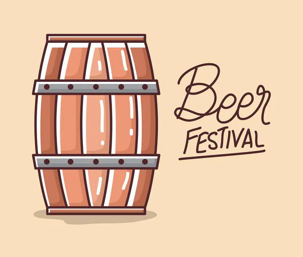Cerveza barril de madera de diseño vectorial festival — Vector de stock