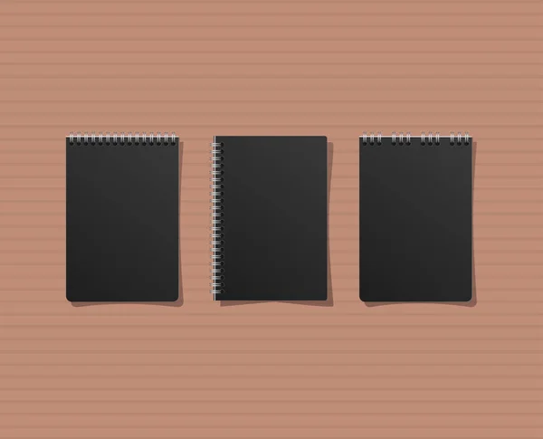 Cuadernos de Mockup conjunto diseño de vectores — Vector de stock