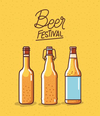 Bira şişeleri festival vektör tasarımı