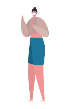 Tıbbi maskeli kadın vektör tasarımı