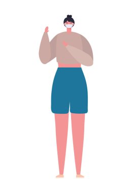 Tıbbi maskeli kadın vektör tasarımı