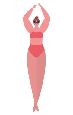 Bikini ve gözlük tasarımı olan kız çizgi filmi