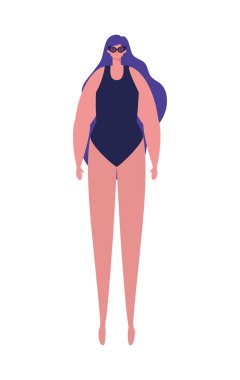 Mayo ve gözlük tasarımı olan kız çizgi filmi