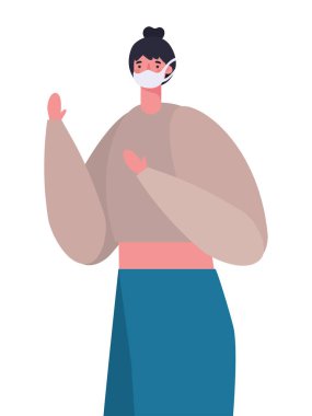 Tıbbi maskeli kadın vektör tasarımı