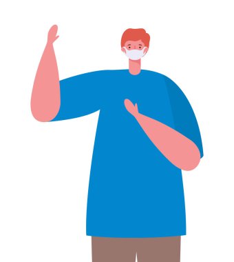 Tıbbi maskeli adam vektör tasarımı