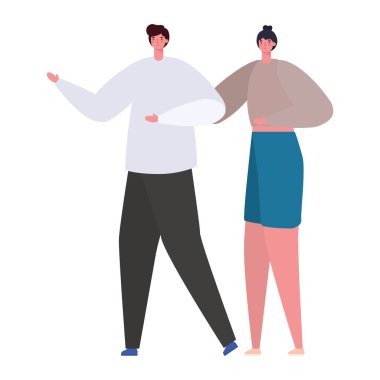 Kadın ve erkek çizgi film vektör tasarımı avatarları