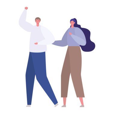 Kadın ve erkek çizgi film vektör tasarımı avatarları