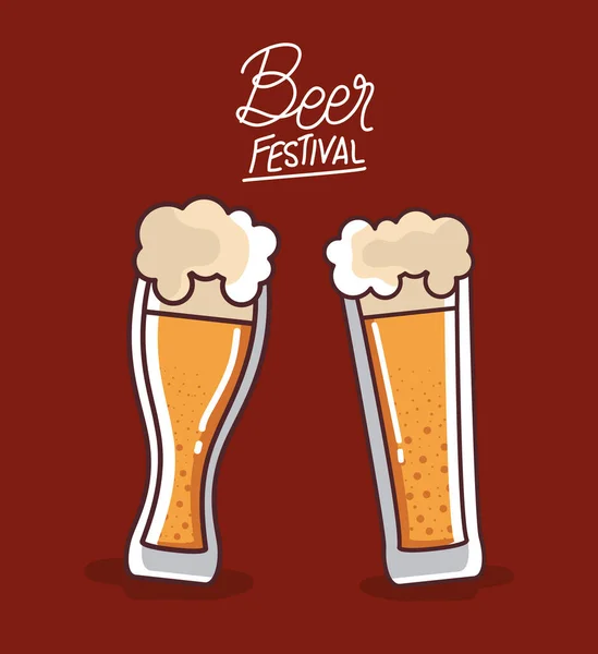 Beer glasses of festival vector design — Stock Vector