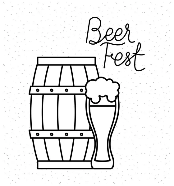 Ποτήρι μπύρας και βαρέλι από σχεδιασμό διάνυσμα φεστιβάλ — Διανυσματικό Αρχείο