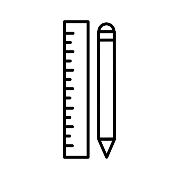 Règle et crayon style ligne icône vectoriel design — Image vectorielle