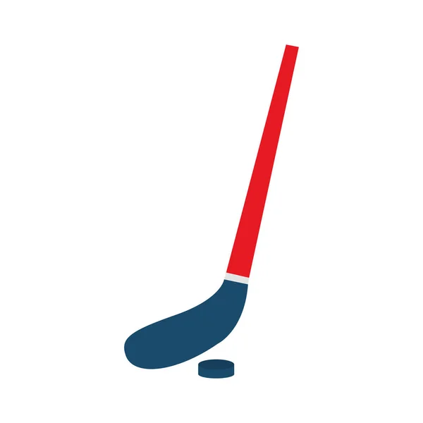 Palo de hockey y bola de diseño icono de estilo plano vector — Vector de stock