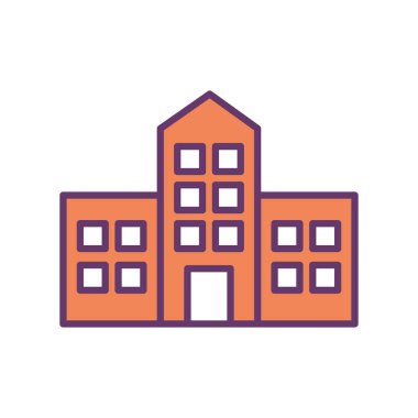 okul inşa çizgisi ve biçim ikonu vektör tasarımını doldur
