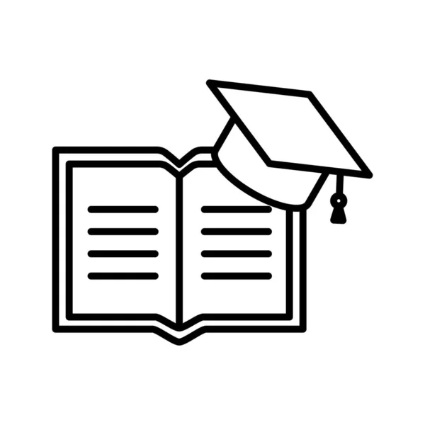 School book with graduation cap line style icon vector design — Stock Vector