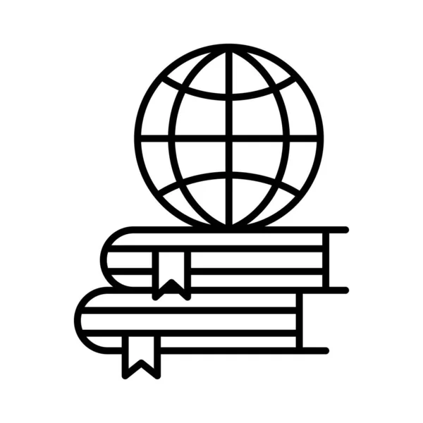 Global sphere on books line style icon vector design — Stockový vektor