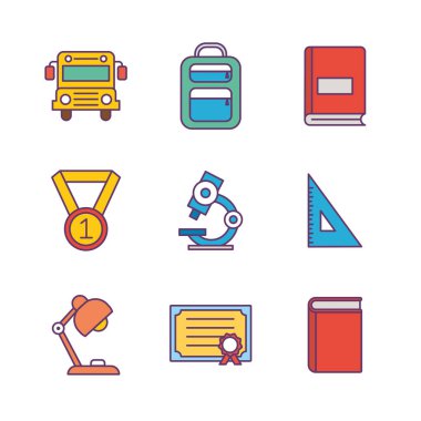 okul satırı ve doldurma biçim ikonu vektör dizaynı