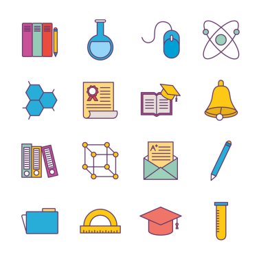 okul satırı ve doldurma biçim ikonu vektör dizaynı