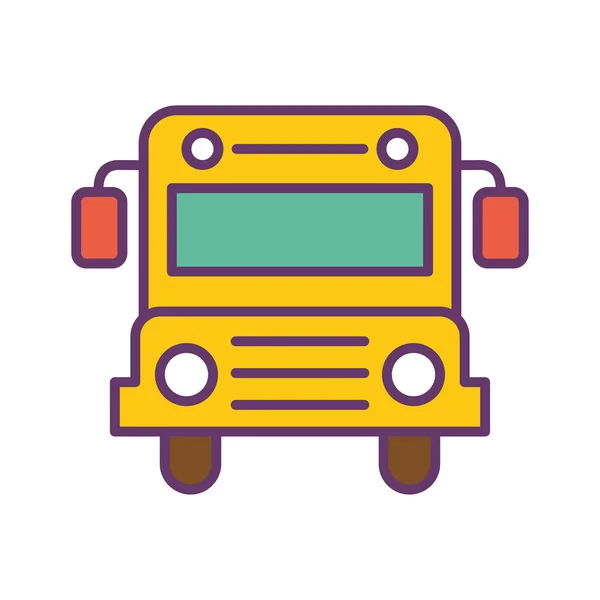 학교 버스 라인 및 작성 스타일 아이콘 벡터 설계 — 스톡 벡터