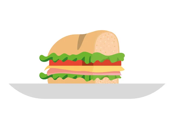 Sandwich on plate vector design — Stock Vector