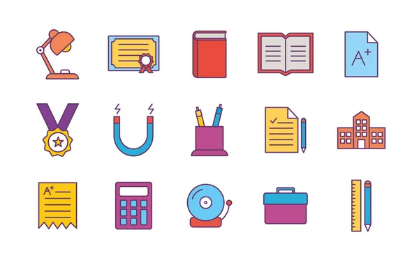 Línea de la escuela y el diseño de vectores icono de estilo de relleno — Vector de stock