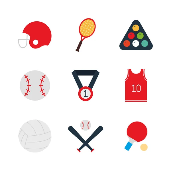 Deporte estilo plano icono conjunto vector diseño — Vector de stock