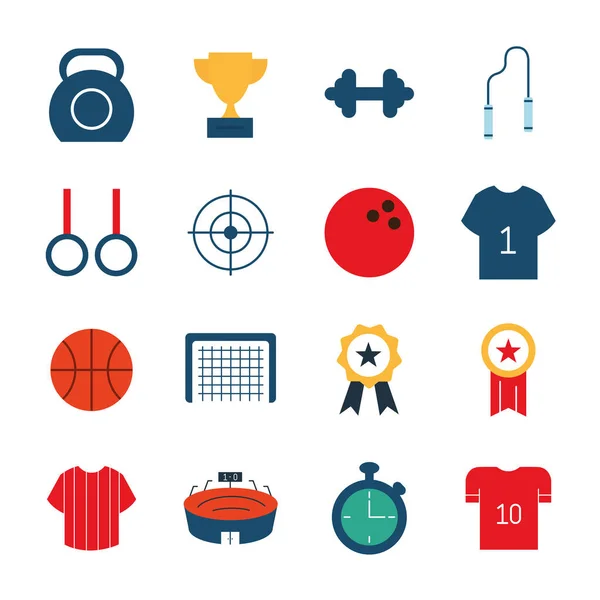 Design de vetor de conjunto de ícone de estilo plano esporte —  Vetores de Stock