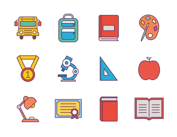 Línea de la escuela y el diseño de vectores icono de estilo de relleno — Vector de stock