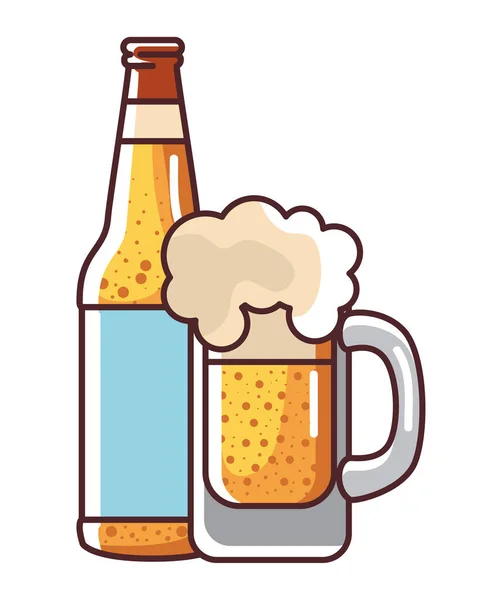 Beer glass and bottle vector design — Stock Vector