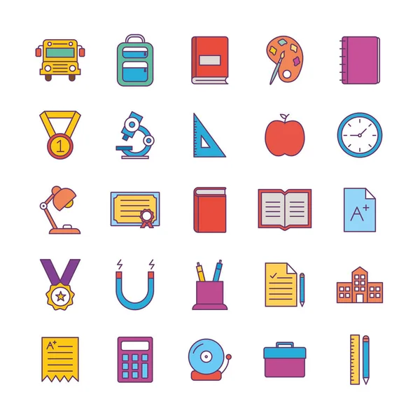 Línea de la escuela y el diseño de vectores icono de estilo de relleno — Vector de stock