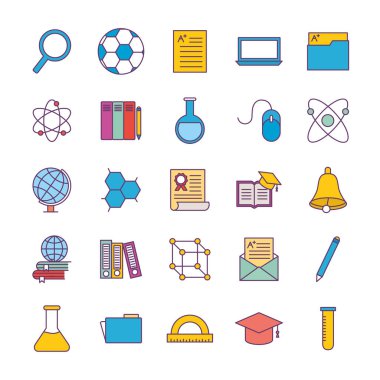 okul satırı ve doldurma biçim ikonu vektör dizaynı