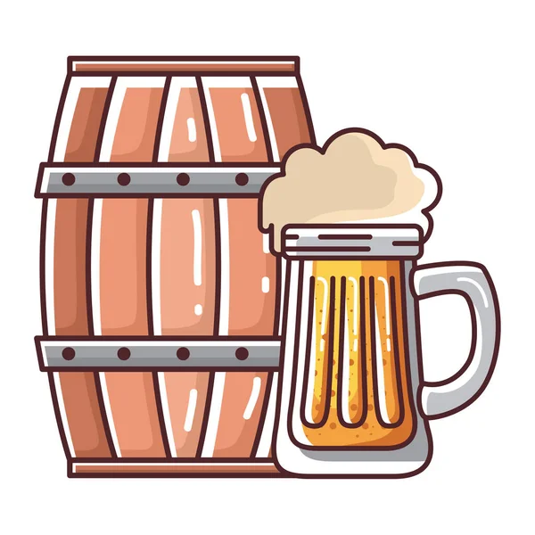 Βαρέλι μπύρας και γυαλί διανυσματικό σχεδιασμό — Διανυσματικό Αρχείο
