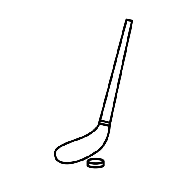 Palo de hockey y bola línea estilo icono vector diseño — Vector de stock