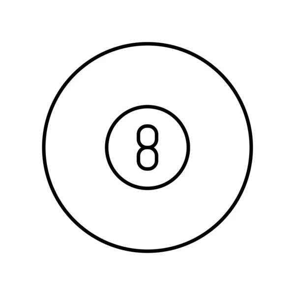 Design de vetor ícone de estilo de linha de bola de bilhar oito — Vetor de Stock