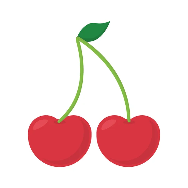 Körsbär frukt platt stil ikon vektor design — Stock vektor