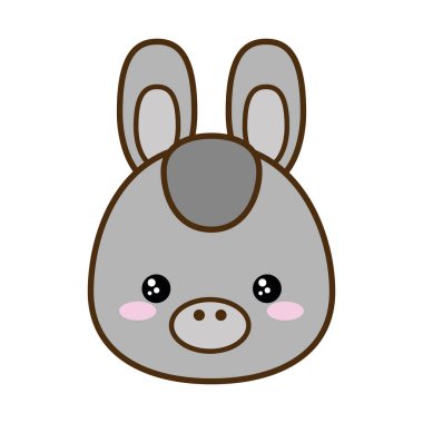 Tatlı eşek çizgi filmi çizimi ve biçim ikonu vektör tasarımı