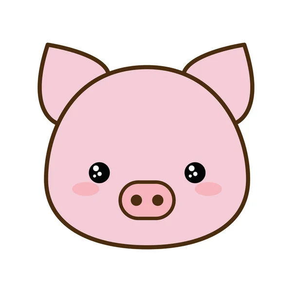 Симпатичный Pig мультфильм on line и заполнить векторный дизайн значка стиля — стоковый вектор