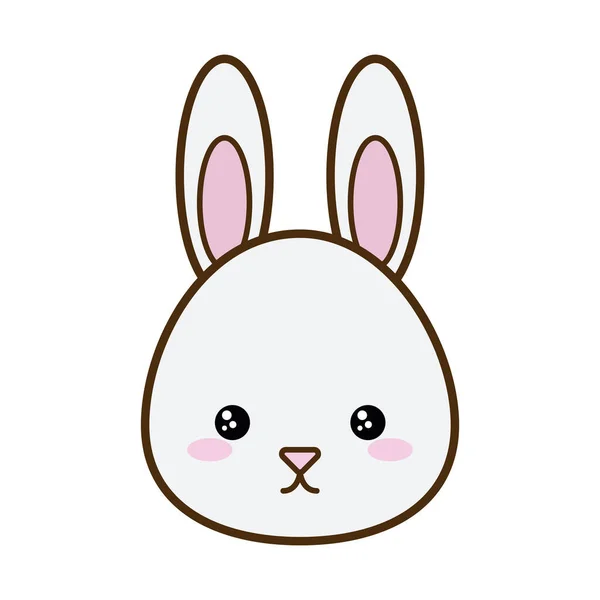 Linha de desenhos animados de coelho bonito e design de vetor de ícone de estilo de preenchimento —  Vetores de Stock