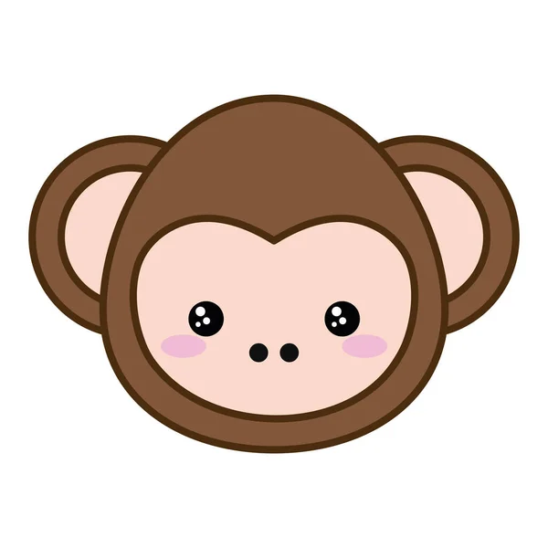 Ligne de dessin animé de singe mignon et conception vectorielle d'icône de style de remplissage — Image vectorielle