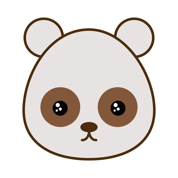 Lindo oso panda línea de dibujos animados y relleno icono de estilo diseño de vectores — Archivo Imágenes Vectoriales