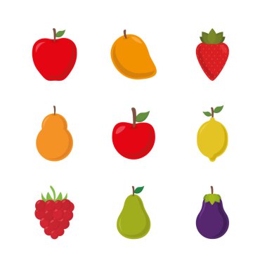 meyve düz biçim simgesi vektör tasarımı