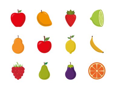 meyve düz biçim simgesi vektör tasarımı