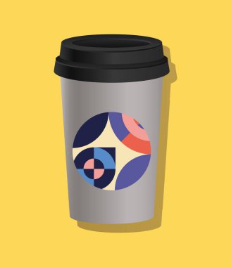 Geometrik kapak kahve kupası vektör tasarımı