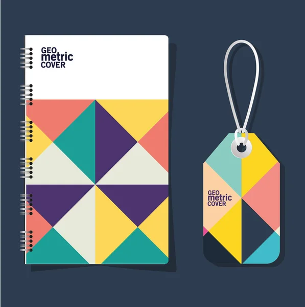 Geometrische hoes notebook en label vector ontwerp — Stockvector