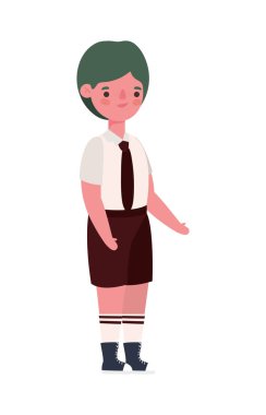 Erkek çocuk çizgi filmi, tekdüze vektör tasarımı