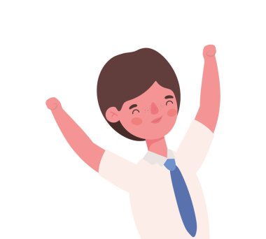 Erkek çocuk çizgi filmi, üniformalı ve vektör tasarımlı.