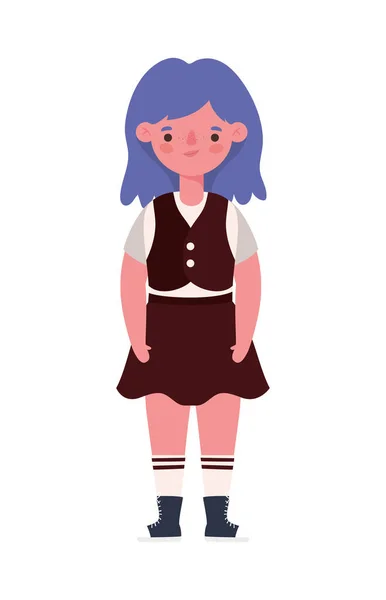 Chica de dibujos animados para niños con diseño de vectores uniforme — Vector de stock