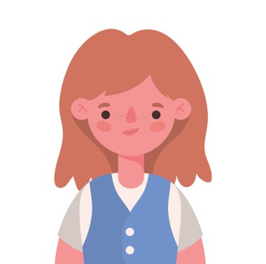 Düzenli vektör tasarımlı kız çocuk çizgi filmi