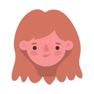 İzole edilmiş kız baş çizgi film vektör tasarımı