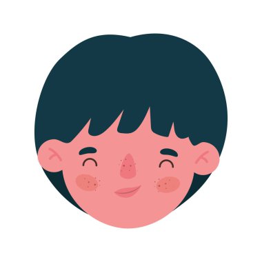 İzole çocuk baş çizgi film vektör tasarımı