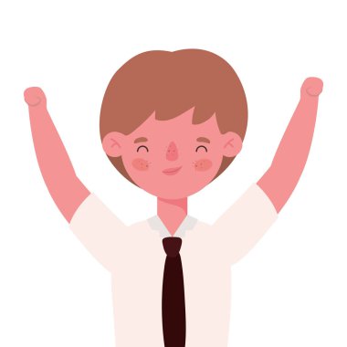 Erkek çocuk çizgi filmi, üniformalı ve vektör tasarımlı.