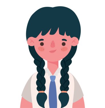 Düzenli vektör tasarımlı kız çocuk çizgi filmi